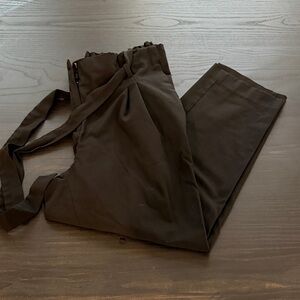 Women’s paper bag belted ankle Black Pants